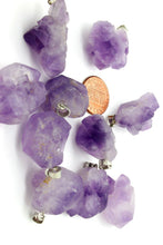 Load image into Gallery viewer, Amethyst Crystal Necklace Pendant Rough Facet Brazilian 35mm Raw