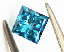 Charger l'image dans la galerie, Diamant bleu taille princesse indien vif de 3 mm de taille micro (3 mm x 3 mm)