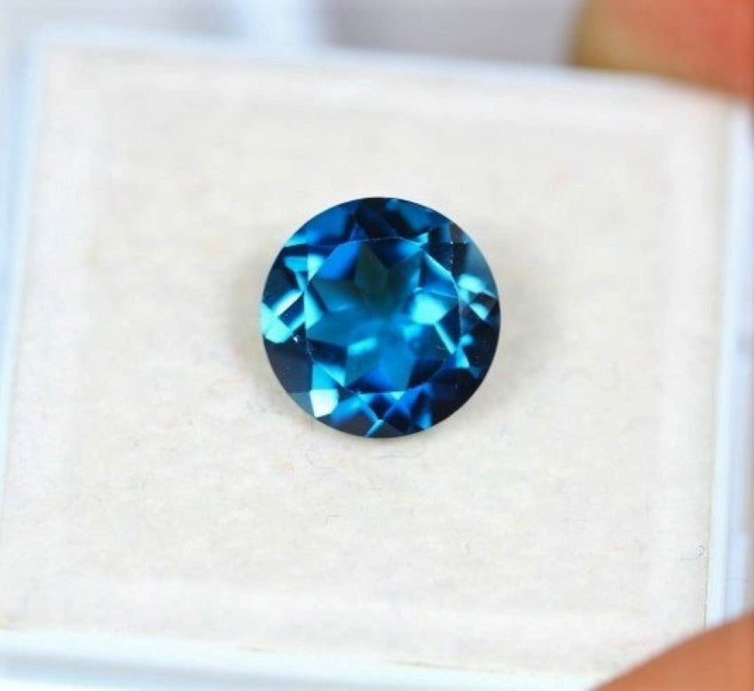 Round Cut Gemstone - 9mm Faceted Round / London Blue Topaz Gemstone - 9x9mm / Topaz Cut Stone good / Cut Stone - Topaz Gemstone - Round Faceted