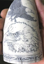 Load image into Gallery viewer, Sperm Whale Tooth Replica Scrimshaw 7 Inches Long Eagle Art Resin Model