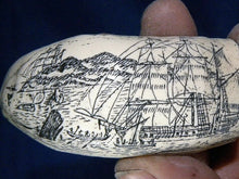 Lade das Bild in den Galerie-Viewer, Sperm Whale Tooth Replica Scrimshaw 4 Inches Long Whaler Lion Resin Model