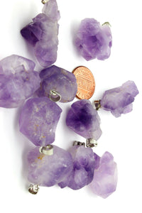 Amethyst Crystal Necklace Pendant Rough Facet Brazilian 35mm Raw