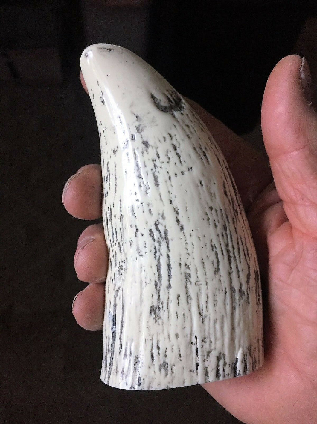 Sperm Whale Tooth Replica Scrimshaw 7 Inches Long Eagle Art Resin Model