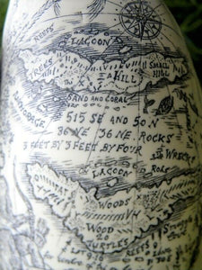 Sperm Whale Tooth Replica Scrimshaw 7 Inches Long Pirate Map Resin Model
